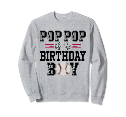 Pop Pop Birthday Baseball Lover Sweatshirt - Minimalist Print for Adults - T-Shirt, Sweatshirt, Hoodie