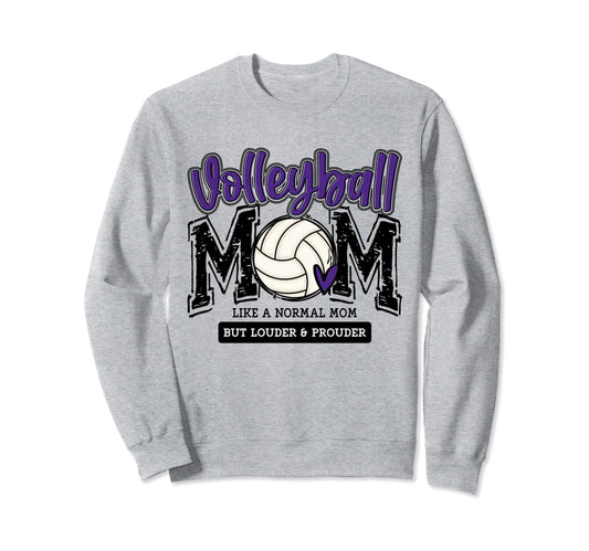 Volleyball Mom Purple Game Day Sweatshirt - Streetwear Style Men Women - T-Shirt, Sweatshirt, Hoodie
