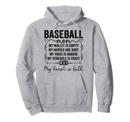 Funny Baseball Mom My Wallet Is Empty But Hoodie - Minimalist Print Unisex - T-Shirt, Sweatshirt, Hoodie