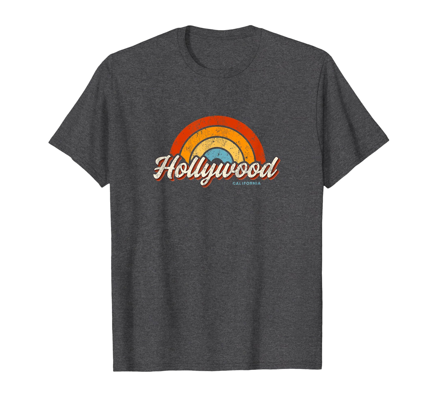 Hollywood California Ca Rainbow 70S T-Shirt - Trendy Graphic Men Women - T-Shirt, Sweatshirt, Hoodie