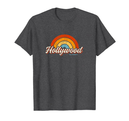 Hollywood California Ca Rainbow 70S T-Shirt - Trendy Graphic Men Women - T-Shirt, Sweatshirt, Hoodie