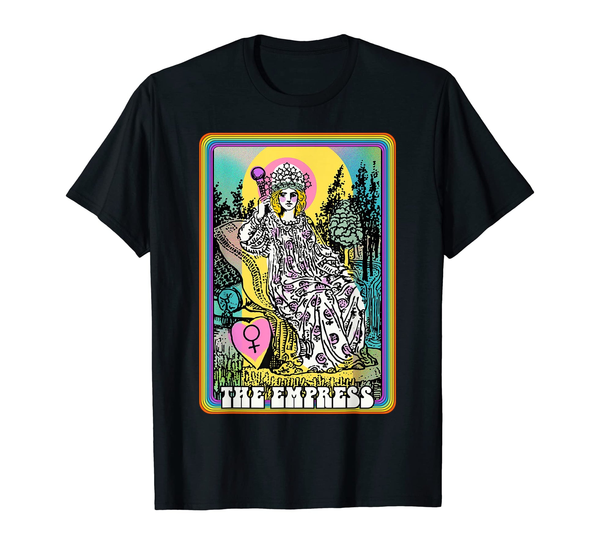 Tarot Card Empress Groovy Rainbow Y2K T-Shirt - Trendy Graphic Unisex - T-Shirt, Sweatshirt, Hoodie