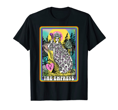 Tarot Card Empress Groovy Rainbow Y2K T-Shirt - Trendy Graphic Unisex - T-Shirt, Sweatshirt, Hoodie