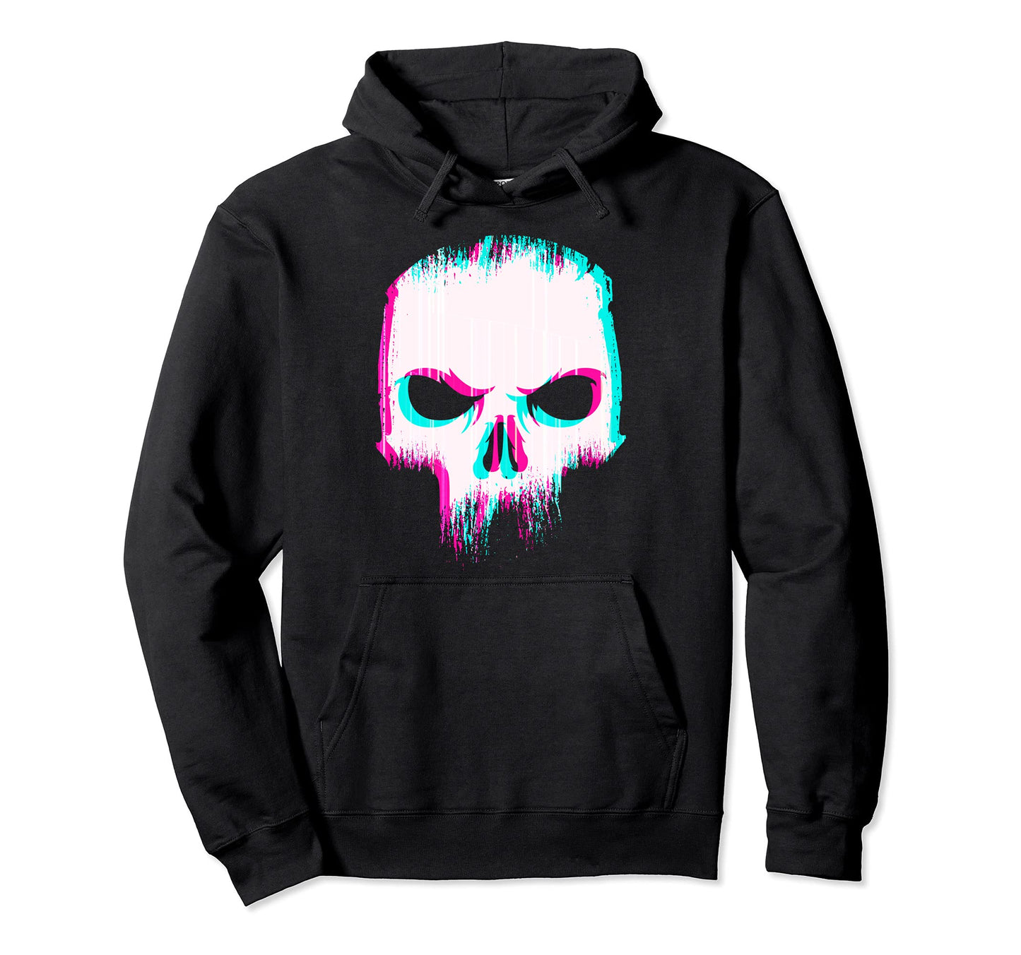 Aesthetic Skull Glitch Minimal Pastel Hoodie - Graphic Print for Adults - T-Shirt, Sweatshirt, Hoodie