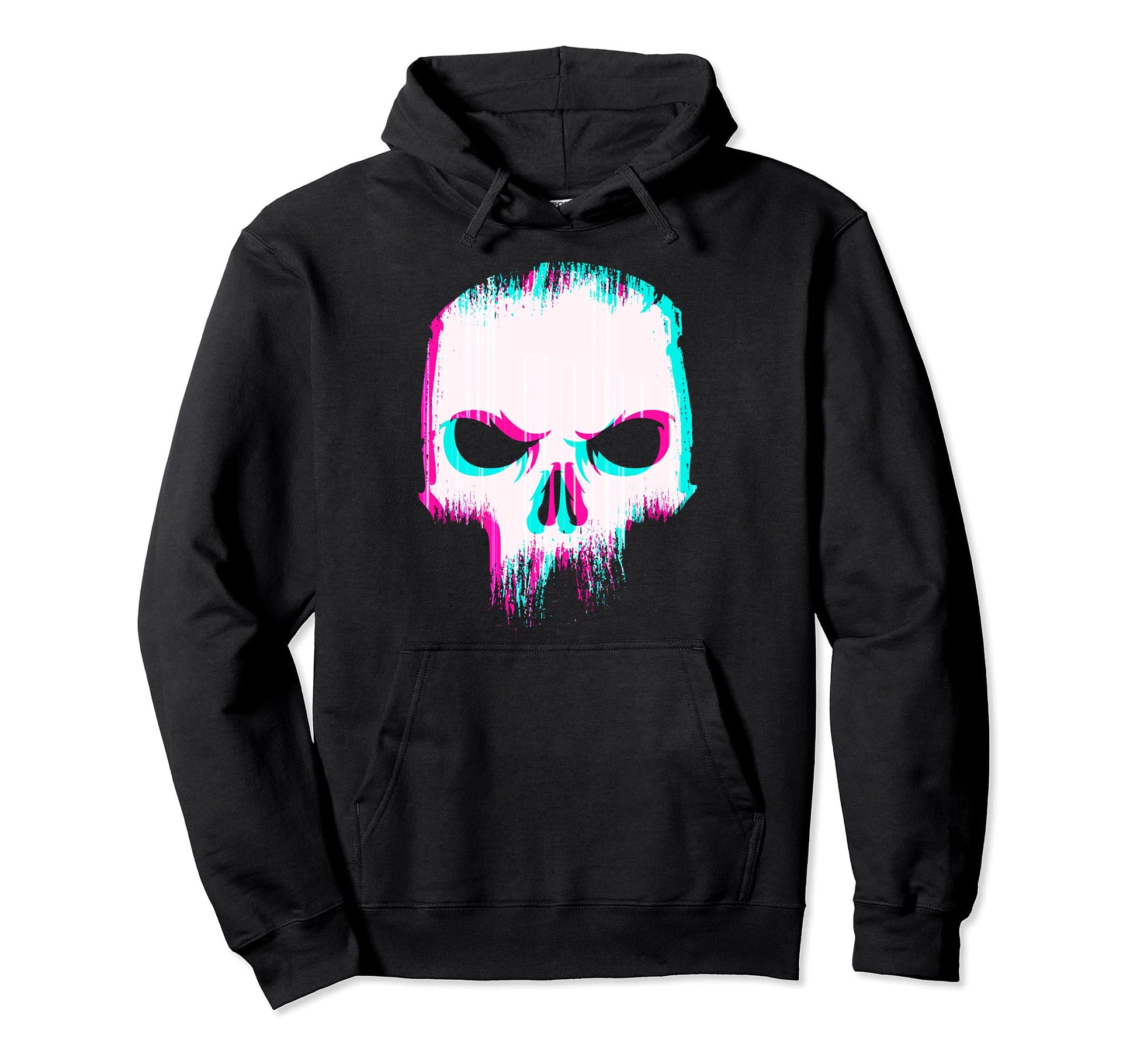 Aesthetic Skull Glitch Minimal Pastel Hoodie - Graphic Print for Adults - T-Shirt, Sweatshirt, Hoodie