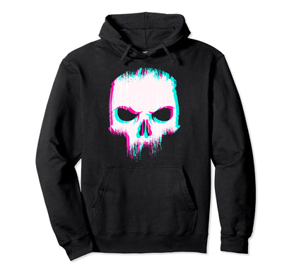 Aesthetic Skull Glitch Minimal Pastel Hoodie - Graphic Print for Adults - T-Shirt, Sweatshirt, Hoodie
