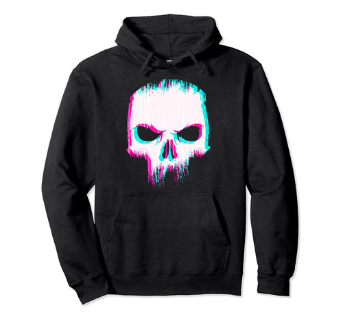 Aesthetic Skull Glitch Minimal Pastel Hoodie - Graphic Print for Adults - T-Shirt, Sweatshirt, Hoodie