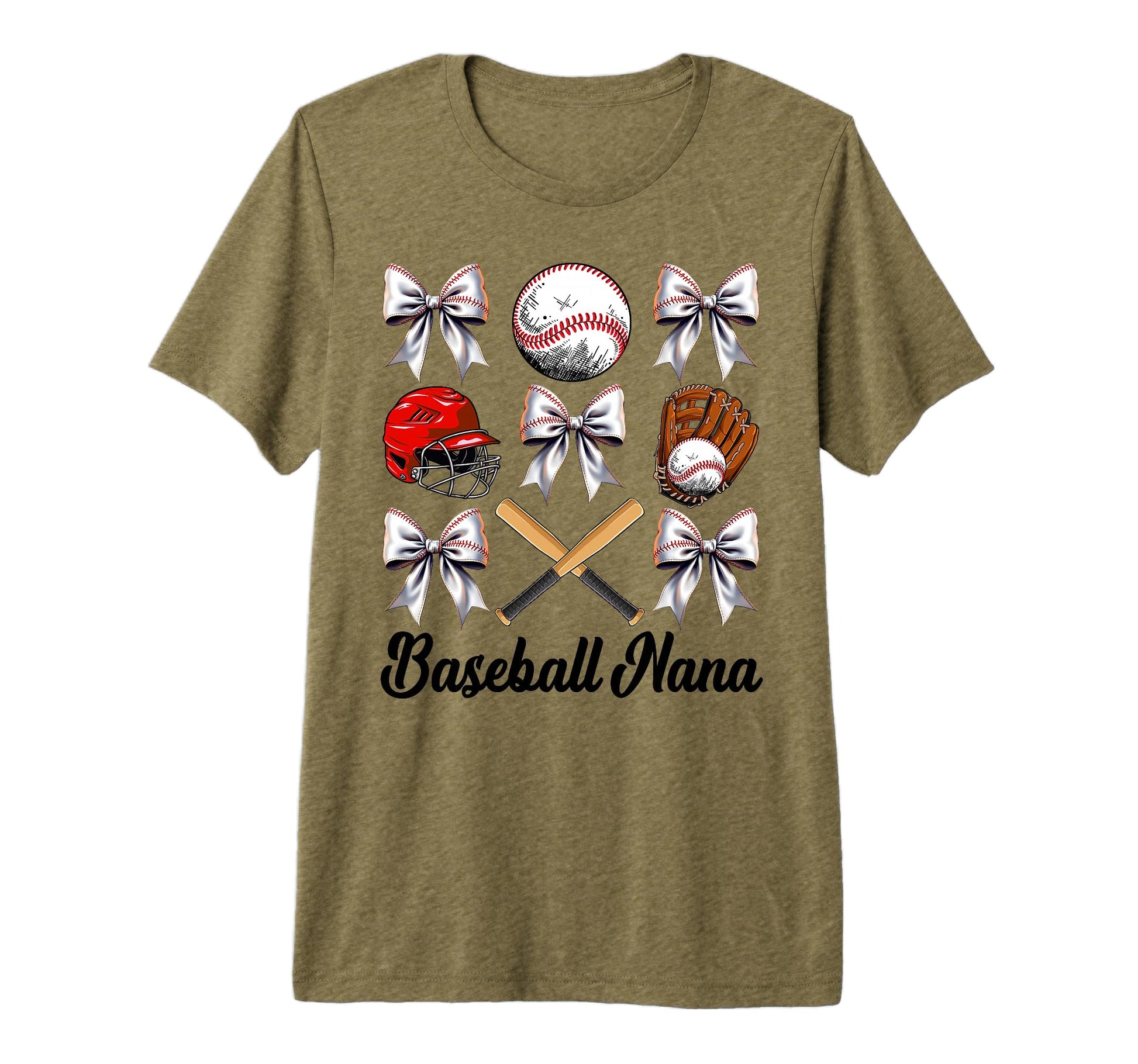 Baseball Nana Bow Baseball Mom Mothers T-Shirt - Trendy Graphic for Adults - T-Shirt, Sweatshirt, Hoodie