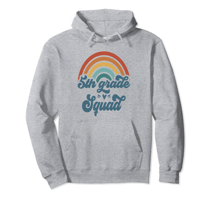 5Th Grade Squad Groovy Rainbow Teacher Squad Hoodie - Graphic Print Unisex - T-Shirt, Sweatshirt, Hoodie