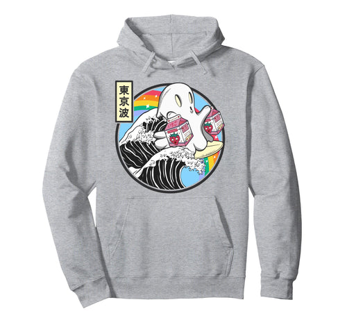 Ghost Strawberry Milk Great Wave Hoodie - Minimalist Print for Adults - T-Shirt, Sweatshirt, Hoodie