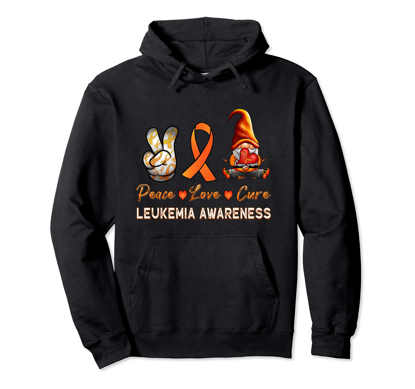 Leukemia Awareness Orange Cancer Ribbon Hoodie - Fun Novelty Design Unisex - T-Shirt, Sweatshirt, Hoodie
