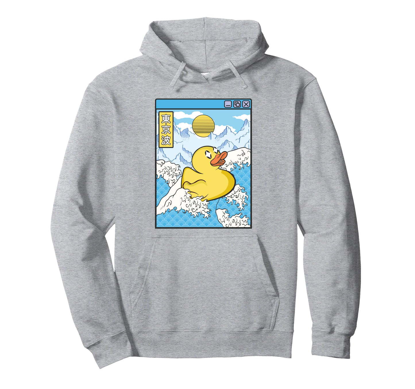 Surfing Rubber Duck Japanese Waves Anime Hoodie - Aesthetic Graphic Unisex - T-Shirt, Sweatshirt, Hoodie