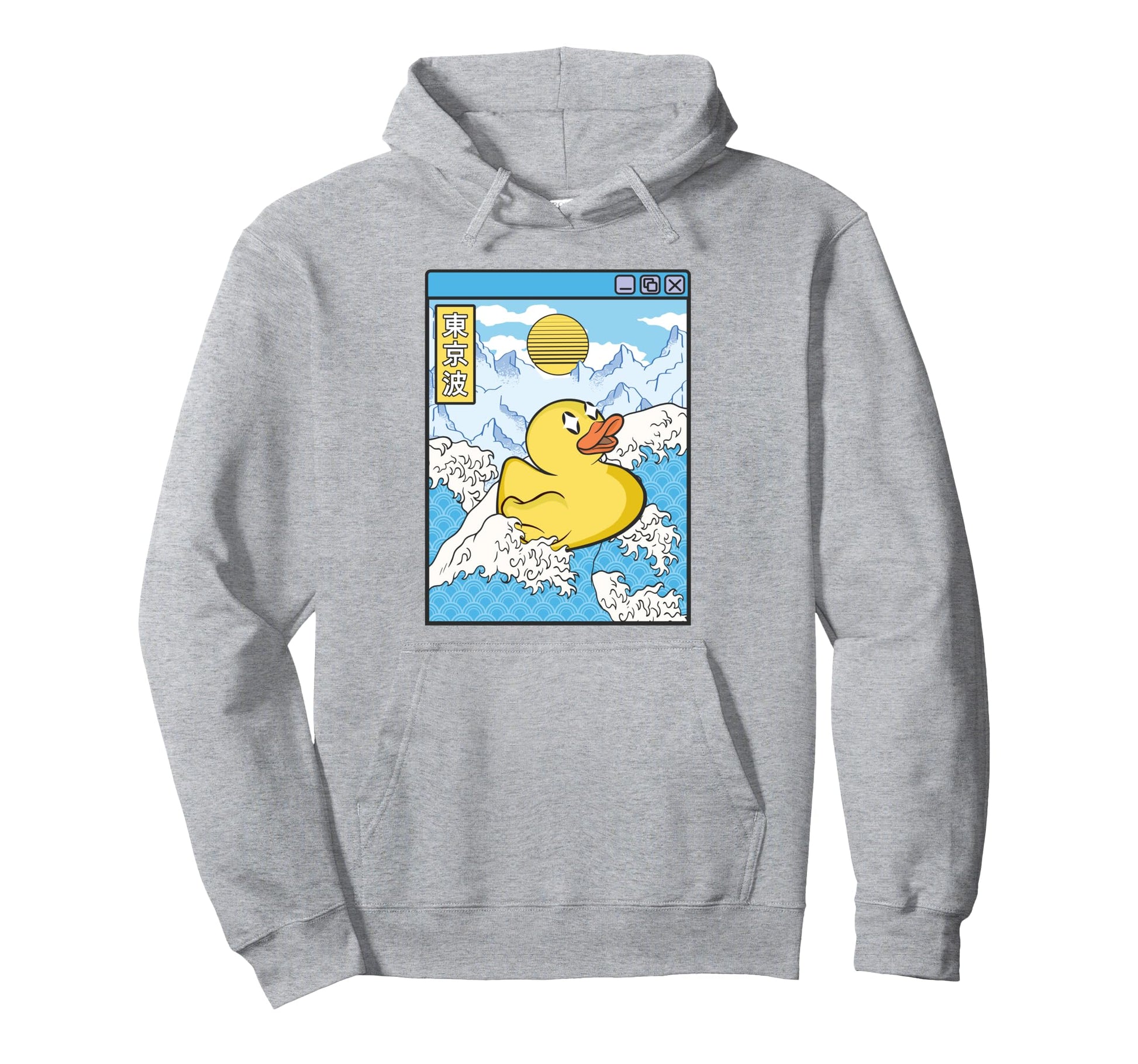 Surfing Rubber Duck Japanese Waves Anime Hoodie - Aesthetic Graphic Unisex - T-Shirt, Sweatshirt, Hoodie