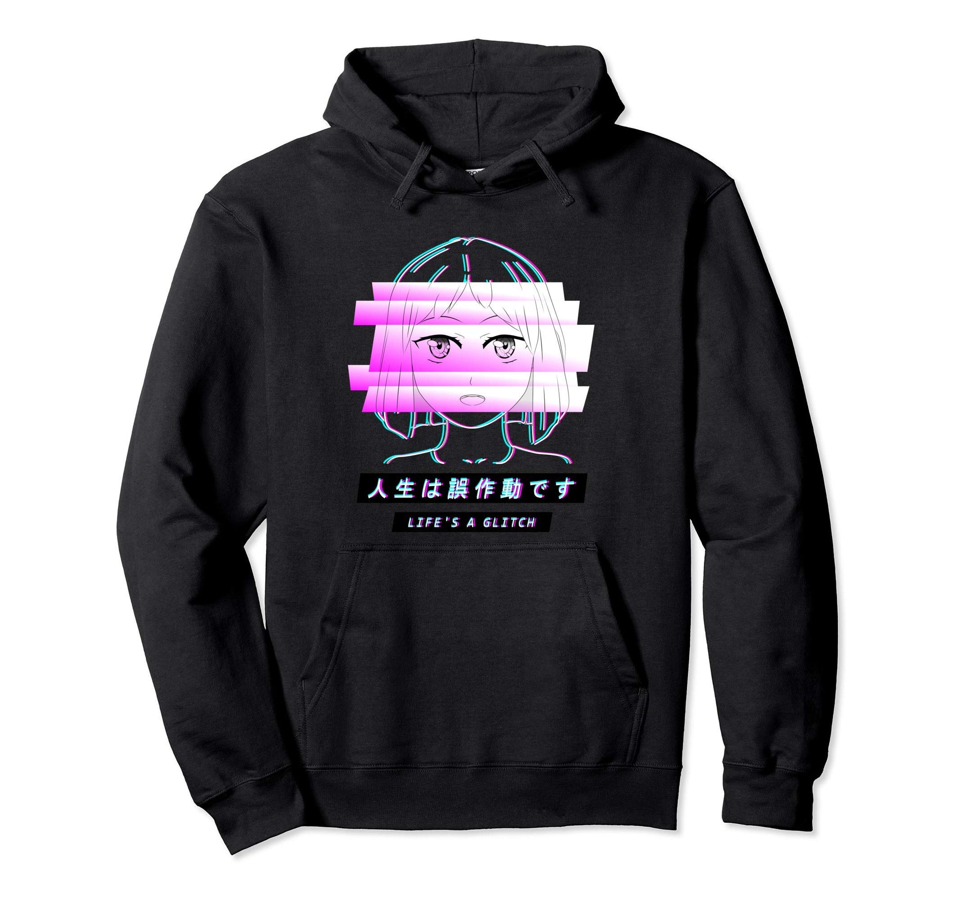 Vaporwave Aesthetic Anime Sad Glitch Hoodie - Streetwear Style Men Women - T-Shirt, Sweatshirt, Hoodie