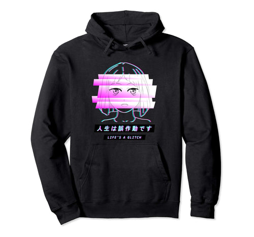 Vaporwave Aesthetic Anime Sad Glitch Hoodie - Streetwear Style Men Women - T-Shirt, Sweatshirt, Hoodie