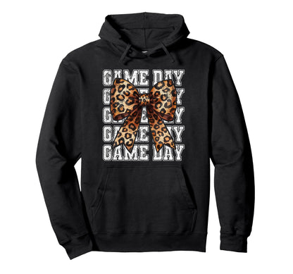 Leopard Bow Block Varsity Mom Hoodie - Fun Novelty Design for Adults - T-Shirt, Sweatshirt, Hoodie
