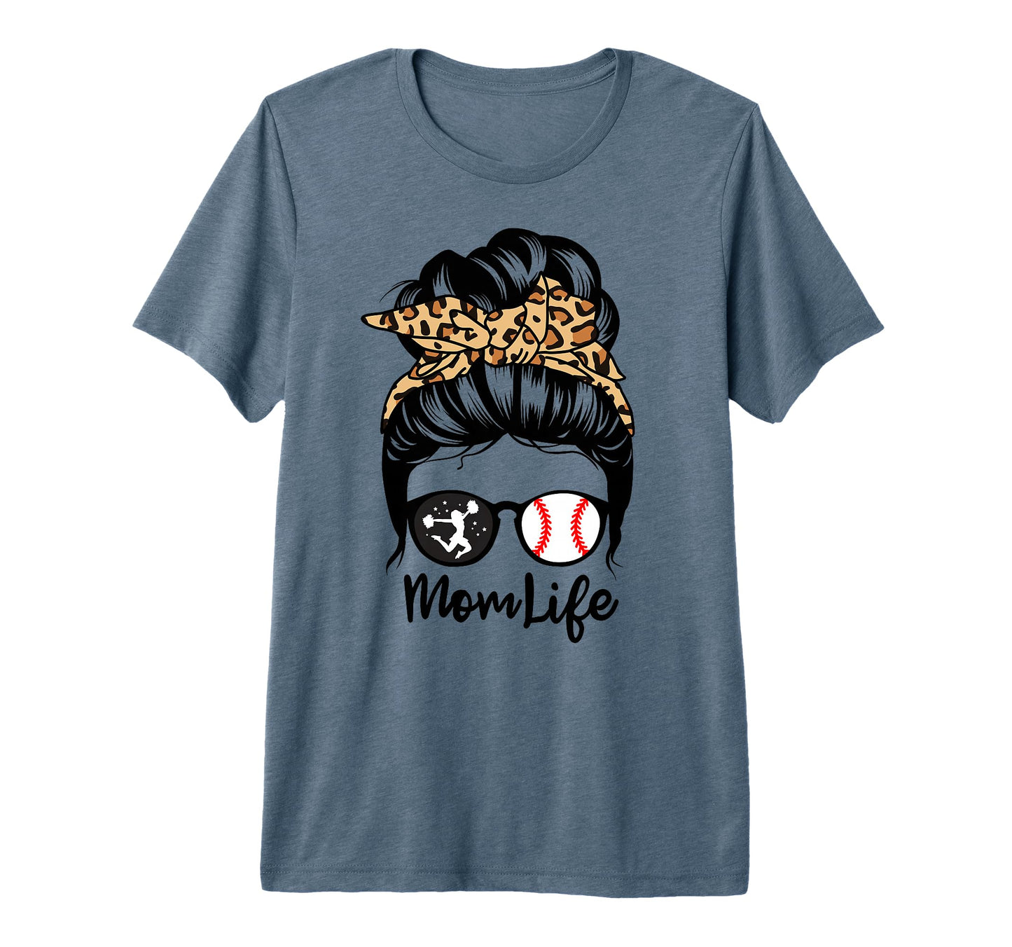 Mom Life Messy Bun Hair Funny Baseball T-Shirt - Graphic Print for Adults - T-Shirt, Sweatshirt, Hoodie