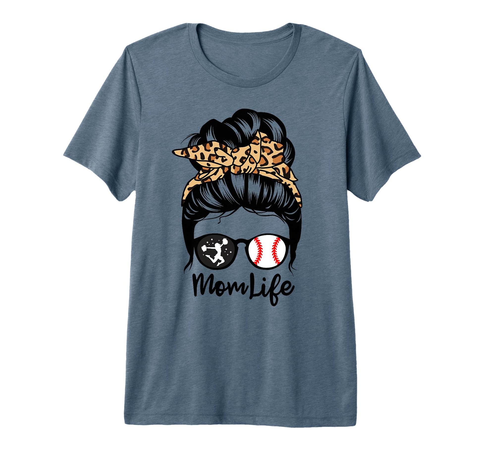 Mom Life Messy Bun Hair Funny Baseball T-Shirt - Graphic Print for Adults - T-Shirt, Sweatshirt, Hoodie