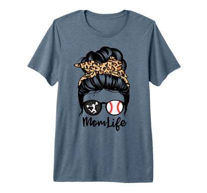 Mom Life Messy Bun Hair Funny Baseball T-Shirt - Graphic Print for Adults - T-Shirt, Sweatshirt, Hoodie