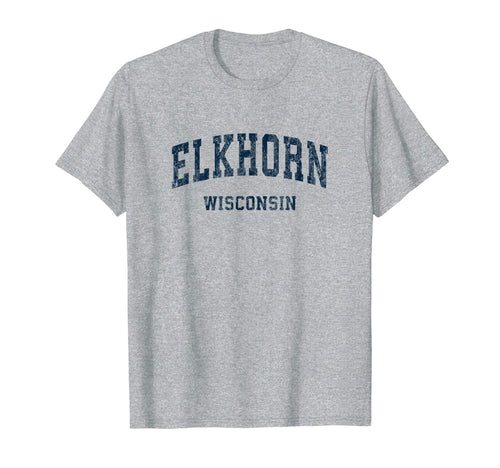 Elkhorn Wisconsin Wi Varsity Sports Navy T-Shirt - Trendy Graphic Men Women - T-Shirt, Sweatshirt, Hoodie