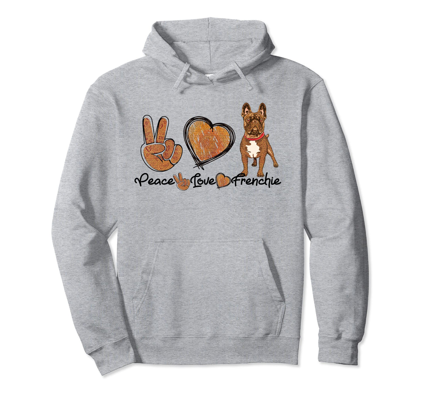 Peace Love Frenchie Dog Leopard Hi Hoodie - Streetwear Style Men Women - T-Shirt, Sweatshirt, Hoodie