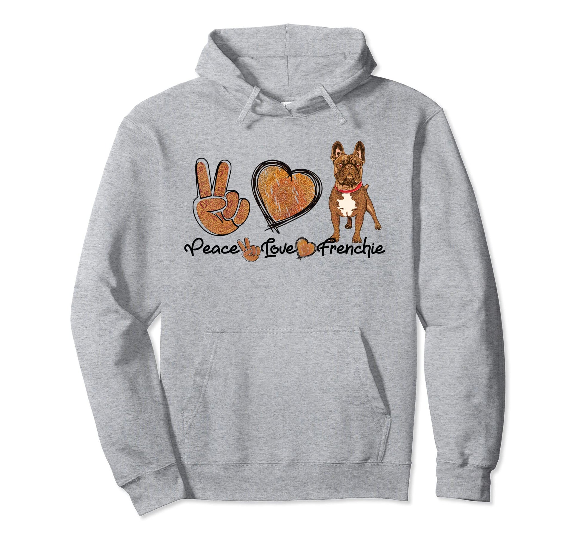 Peace Love Frenchie Dog Leopard Hi Hoodie - Streetwear Style Men Women - T-Shirt, Sweatshirt, Hoodie