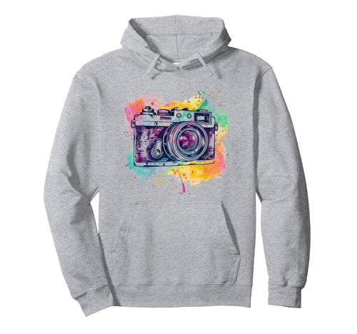 Photographer Camera Watercolor Hoodie - Aesthetic Graphic for Adults - T-Shirt, Sweatshirt, Hoodie