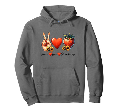 Peace Love Strawberry Festival Hoodie - Fun Novelty Design for Adults - T-Shirt, Sweatshirt, Hoodie