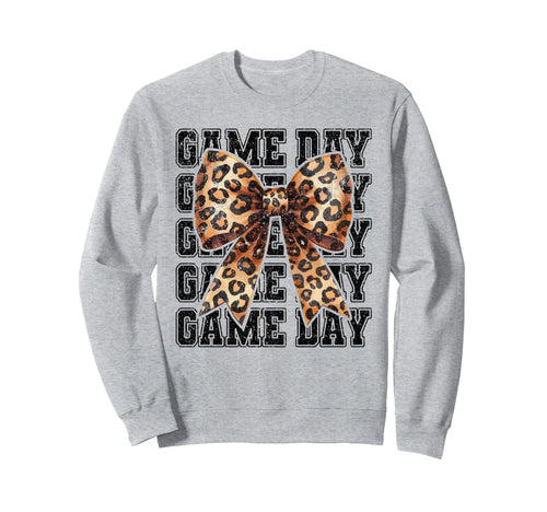 Leopard Bow Block Varsity Mom Sweatshirt - Graphic Print for Adults - T-Shirt, Sweatshirt, Hoodie