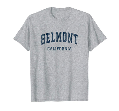 Belmont California Ca Varsity Sports Navy T-Shirt - Custom Art Print Unisex - T-Shirt, Sweatshirt, Hoodie
