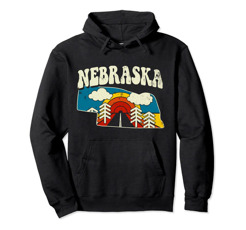 Nebraska State Rainbow Hippie 70S Hoodie - Casual Everyday Wear for Adults - T-Shirt, Sweatshirt, Hoodie
