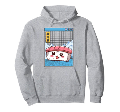 Sushi Kawaii Grid Vaporwave Aesthetic Hoodie - Streetwear Style Unisex - T-Shirt, Sweatshirt, Hoodie