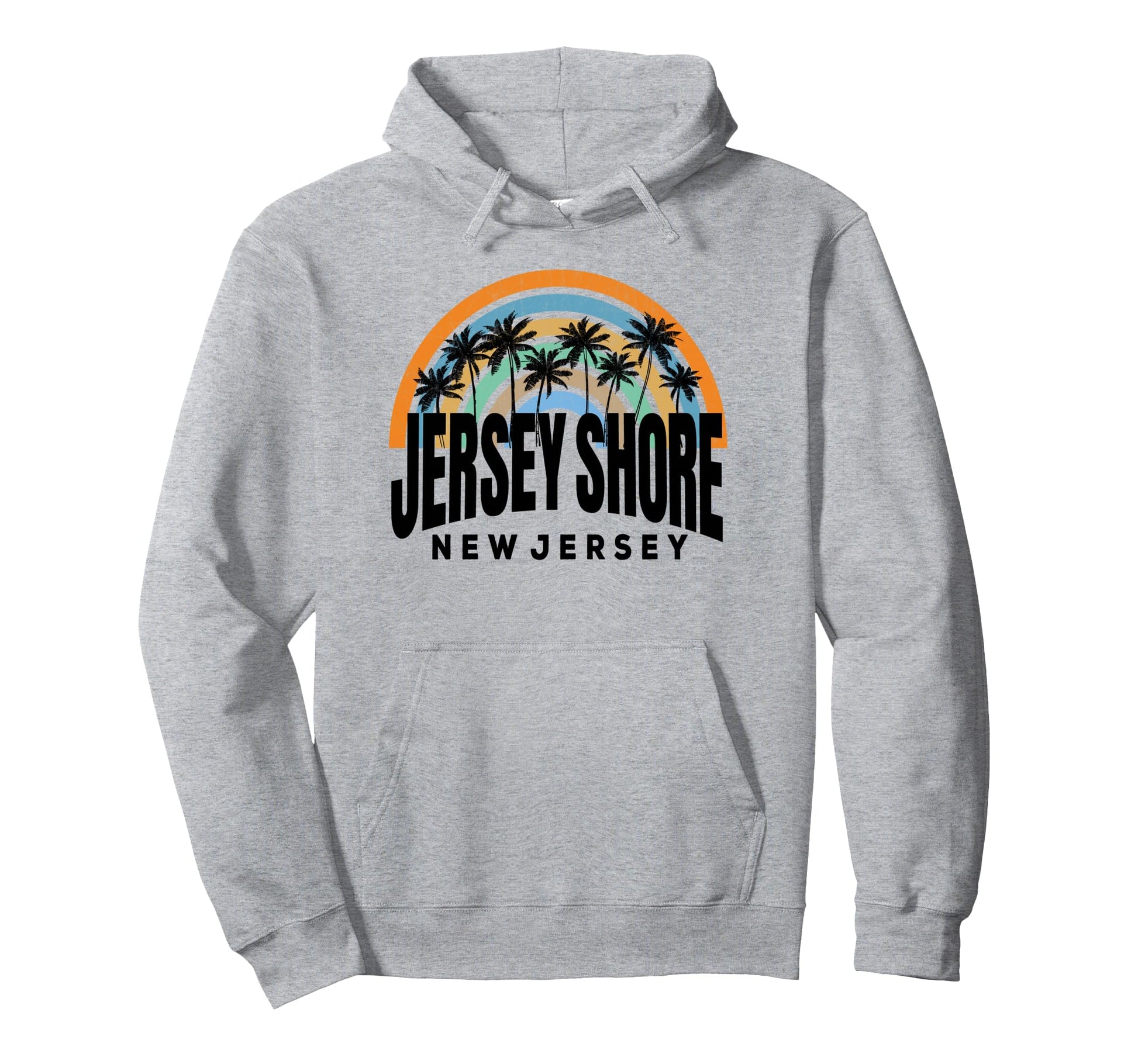 Rainbow Jersey Shores Palm Trees Nh Hoodie - Graphic Print Men Women - T-Shirt, Sweatshirt, Hoodie