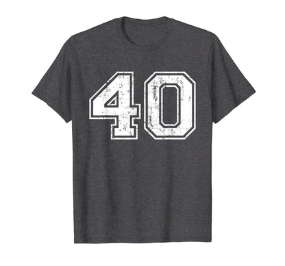 Number 40 Varsity Distressed Sports T-Shirt - Fun Novelty Design Unisex - T-Shirt, Sweatshirt, Hoodie