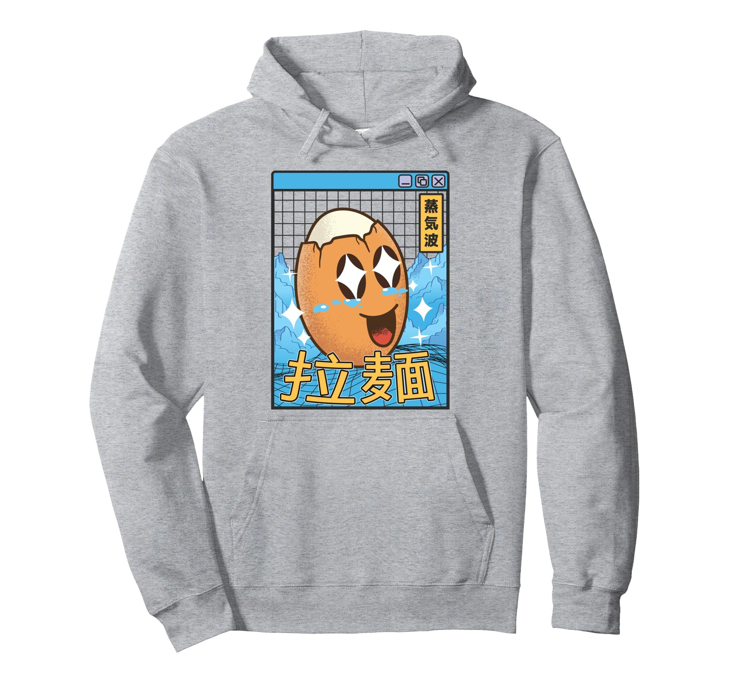 Egg Kawaii Grid Vaporwave Aesthetic Anime Hoodie - Unique Graphic Men Women - T-Shirt, Sweatshirt, Hoodie