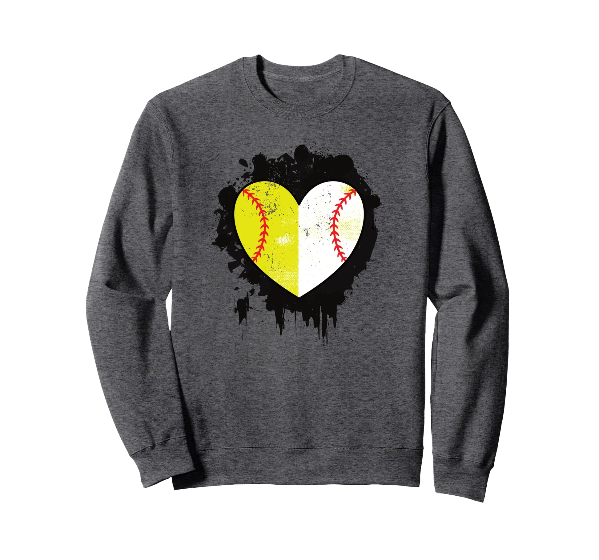 Baseball And Softball Heart Team Sweatshirt - Streetwear Style for Adults - T-Shirt, Sweatshirt, Hoodie