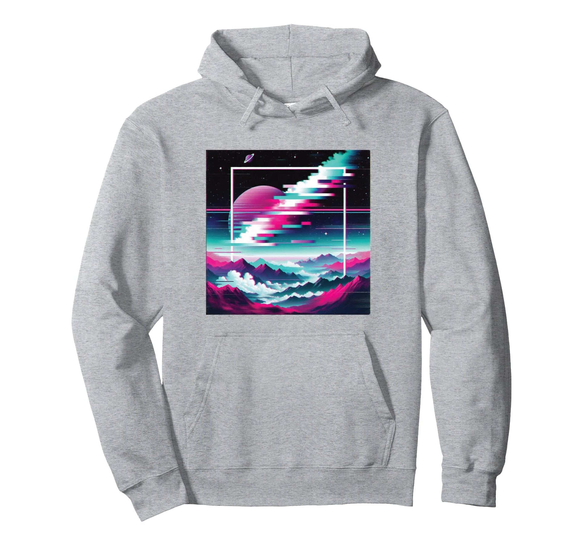 Vaporwave Aesthetic Vibrant Glitch Hoodie - Custom Art Print for Adults - T-Shirt, Sweatshirt, Hoodie