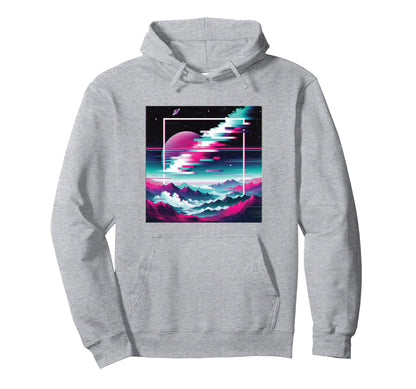 Vaporwave Aesthetic Vibrant Glitch Hoodie - Custom Art Print for Adults - T-Shirt, Sweatshirt, Hoodie