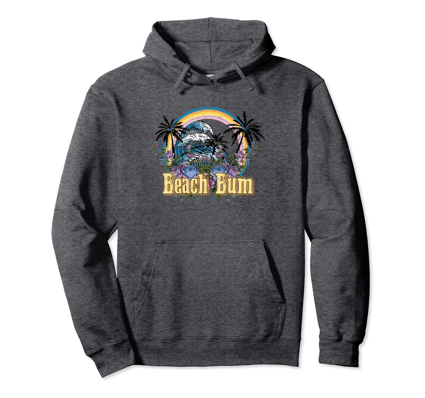 Beach Bum Palms Rainbow Sunshine Hoodie - Aesthetic Graphic for Adults - T-Shirt, Sweatshirt, Hoodie