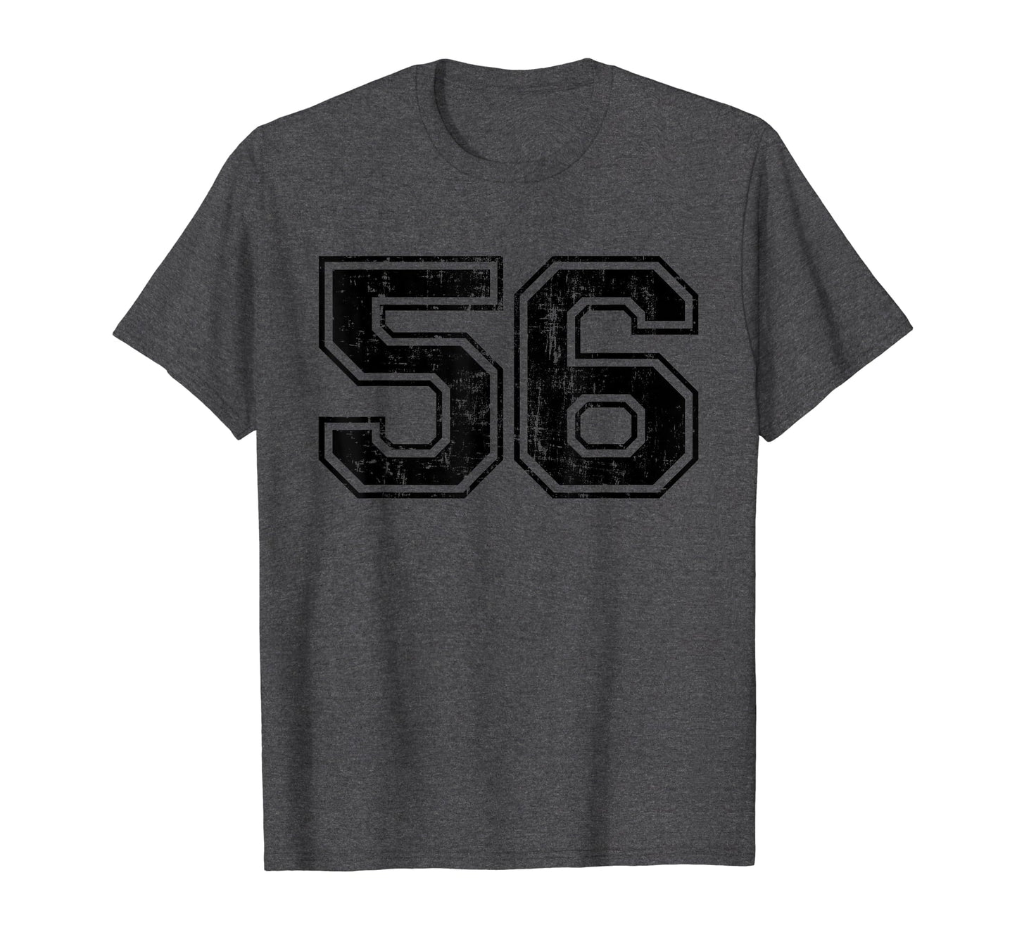 Number 56 Varsity Distressed Sport Team T-Shirt - Graphic Print Men Women - T-Shirt, Sweatshirt, Hoodie