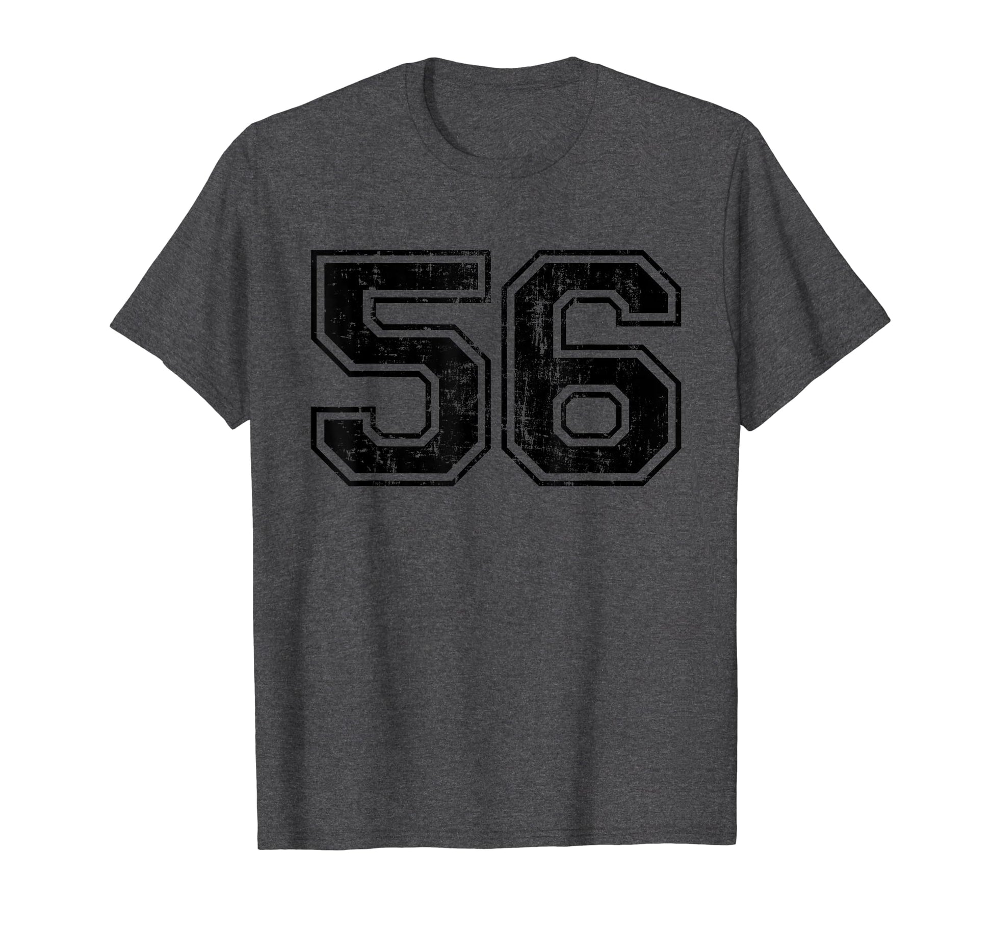 Number 56 Varsity Distressed Sport Team T-Shirt - Graphic Print Men Women - T-Shirt, Sweatshirt, Hoodie