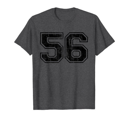 Number 56 Varsity Distressed Sport Team T-Shirt - Graphic Print Men Women - T-Shirt, Sweatshirt, Hoodie