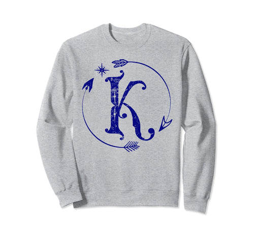 Initial K Monogram Boho Name Letter K Sweatshirt - Unique Graphic Unisex - T-Shirt, Sweatshirt, Hoodie