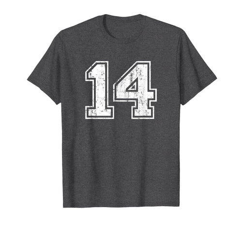 Number 14 Varsity Distressed Sports T-Shirt - Streetwear Style Men Women - T-Shirt, Sweatshirt, Hoodie
