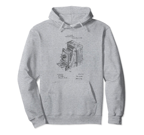 Photography Camera Patent Hand Drawing Hoodie - Novelty Apparel for Adults - T-Shirt, Sweatshirt, Hoodie