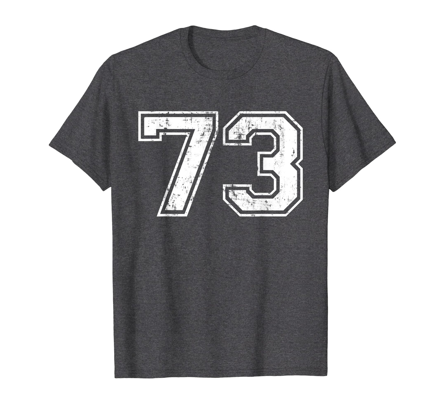 Number 73 Varsity Distressed T-Shirt - Fun Novelty Design for Adults - T-Shirt, Sweatshirt, Hoodie