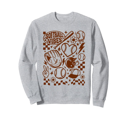 Softball Vibes Game Day Doodles Sweatshirt - Streetwear Style Men Women - T-Shirt, Sweatshirt, Hoodie