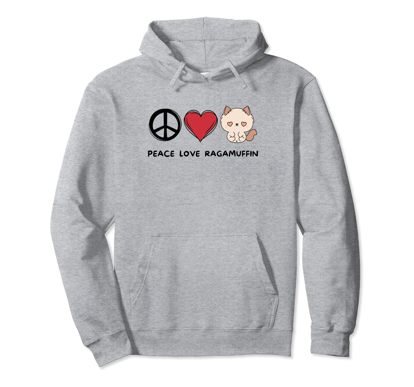 Kawaii Ragamuffin Lover Peace Love Hoodie - Custom Art Print Unisex - T-Shirt, Sweatshirt, Hoodie
