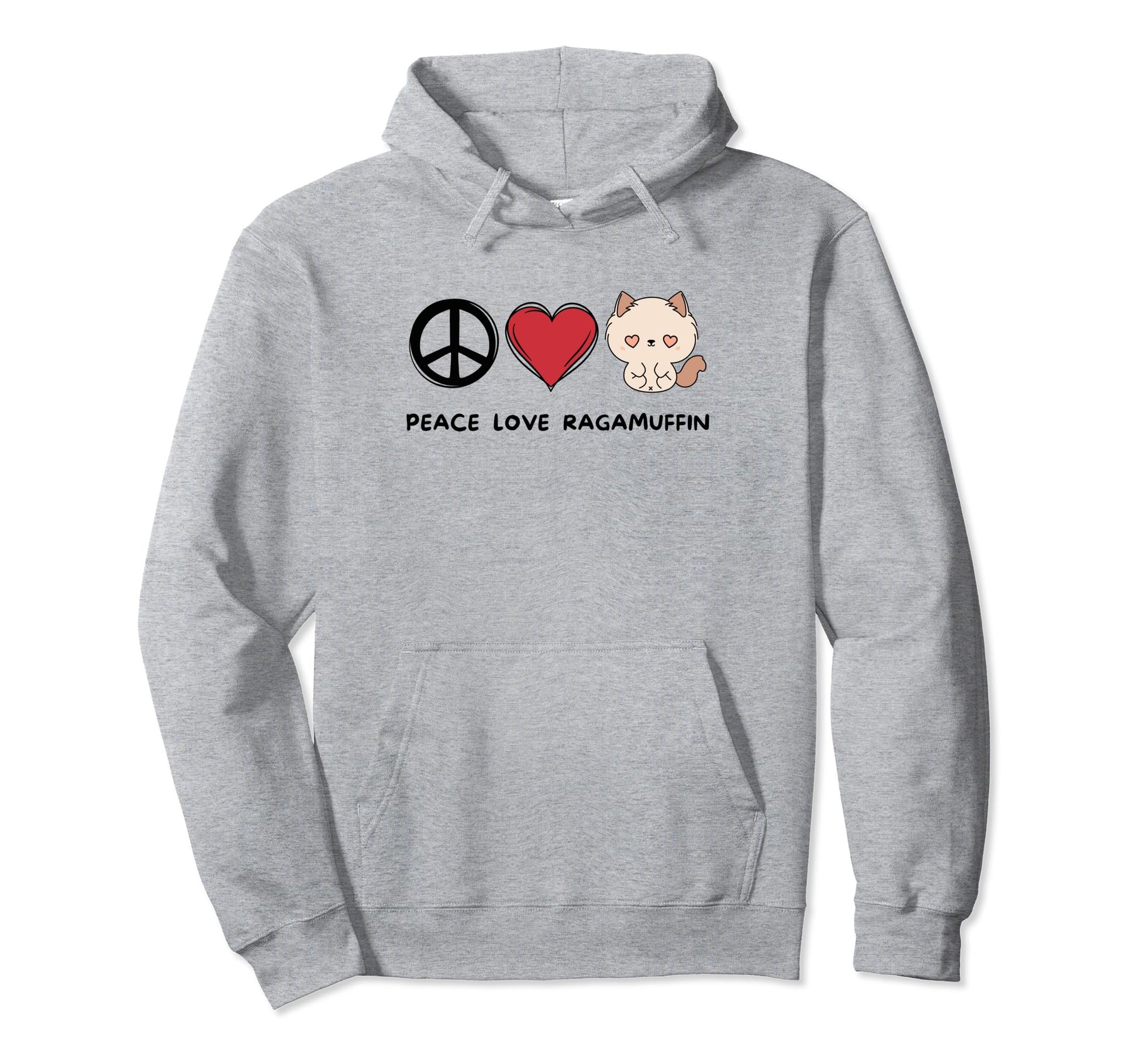 Kawaii Ragamuffin Lover Peace Love Hoodie - Custom Art Print Unisex - T-Shirt, Sweatshirt, Hoodie