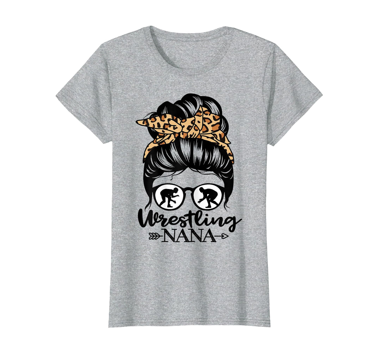 Wrestling Nana Messy Bun Hair T-Shirt - Fun Novelty Design for Adults - T-Shirt, Sweatshirt, Hoodie